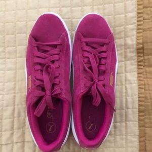 Hot pink puma sneakers